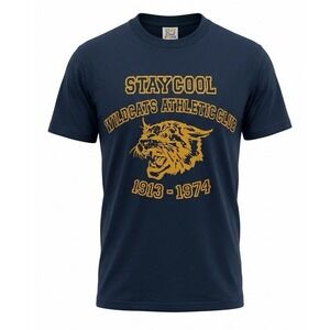 Staycool Wildcats Athletic Club Navy Blue Graphic T-Shirt Mens Small S